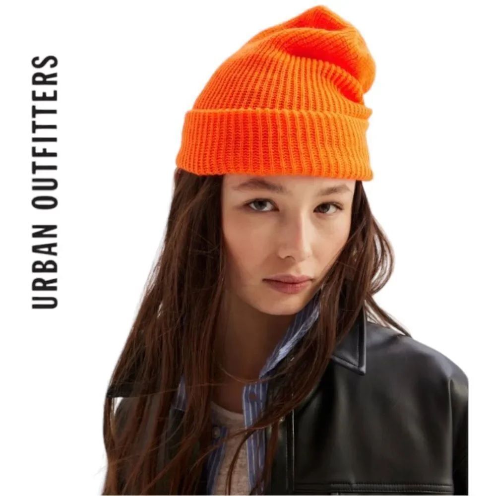 Urban Renewal UO Urban Outfitters Orange Vintage Surplus Beanie Cap Hat NEW